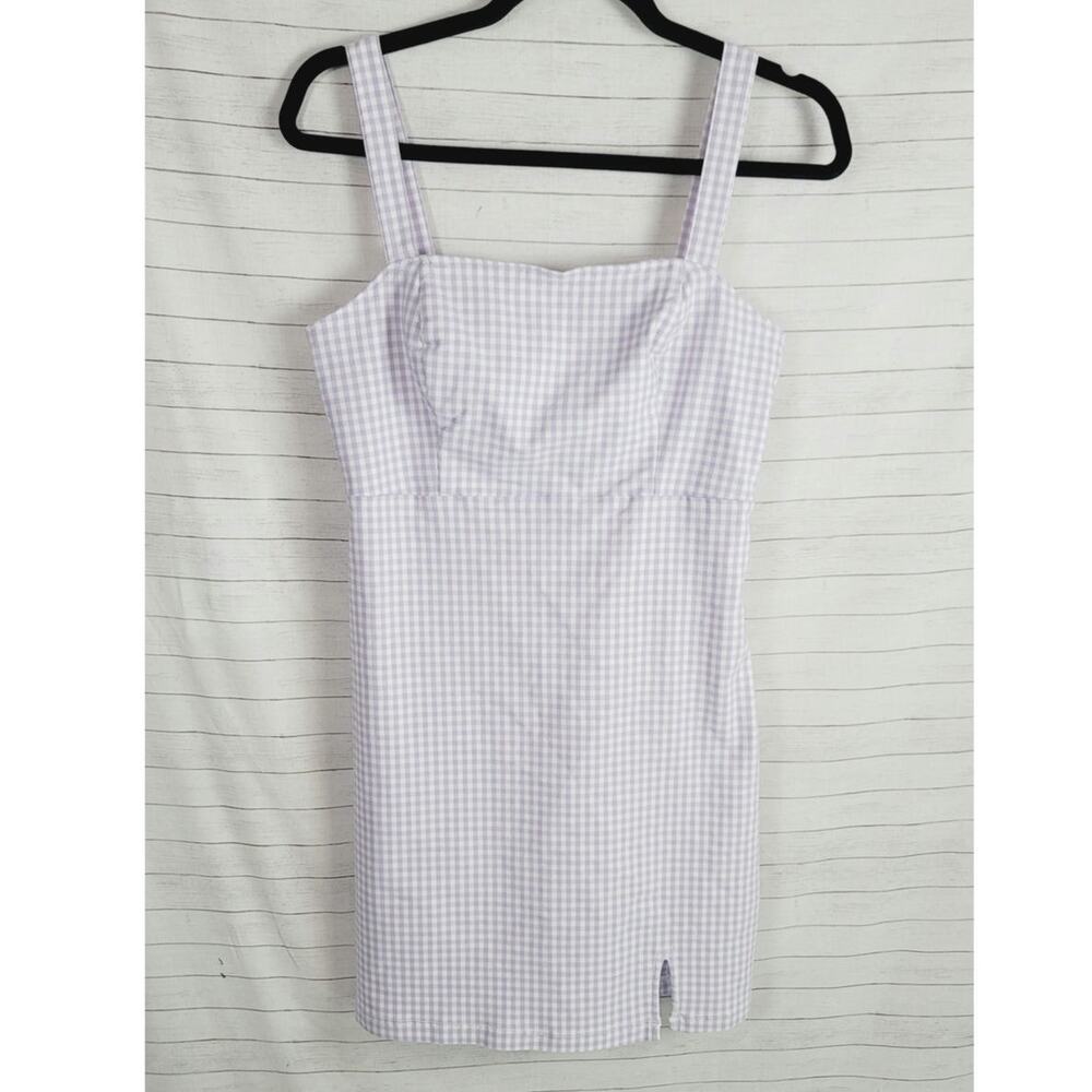 HOLLISTER LAVENDER GINGHAM MINI DRESS, SZ MEDIUM